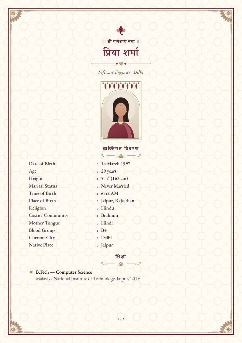 Biodata kaise banaye: shadi ka biodata 10 minute mein: Rajwada template, royal design (sample A4 page)